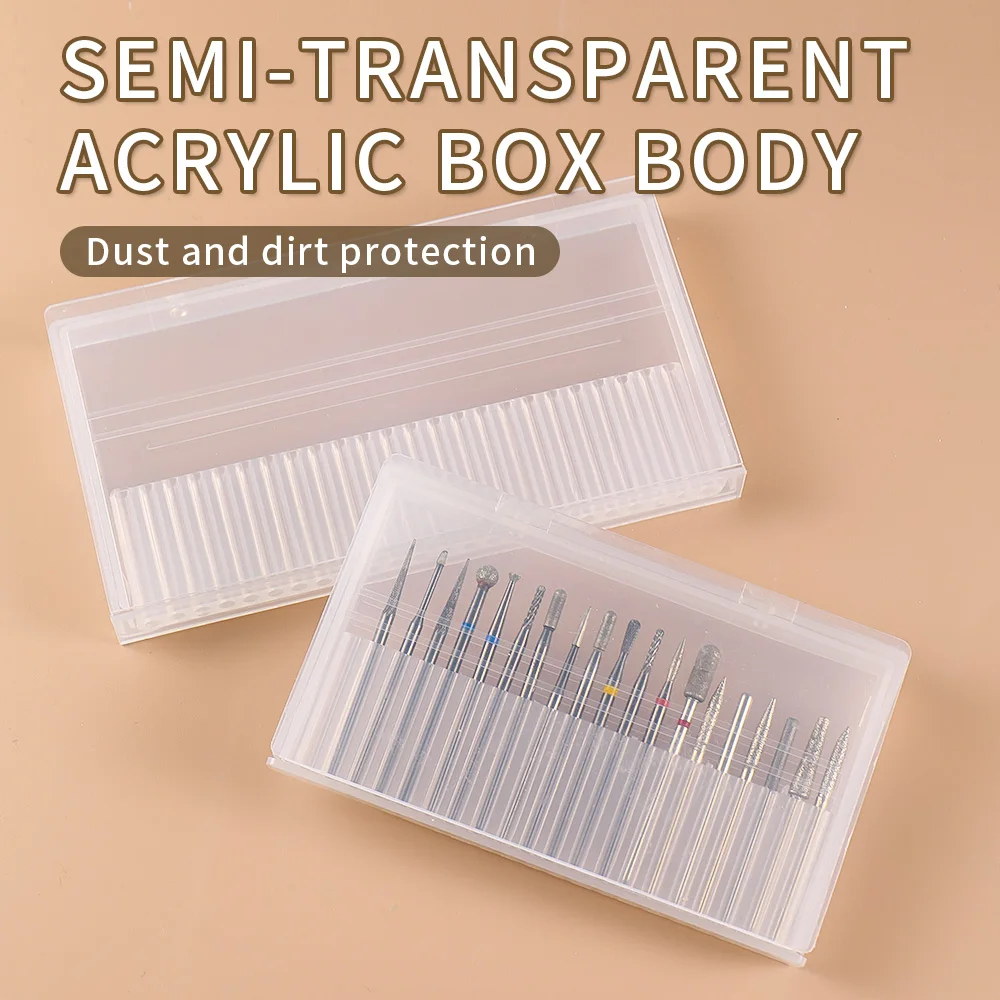 Support de foret à ongles Transparent en acrylique, 24 trous, boîte de rangement, vitrine Portable anti-poussière, vernis Gel et outil d'art des ongles œil de chat