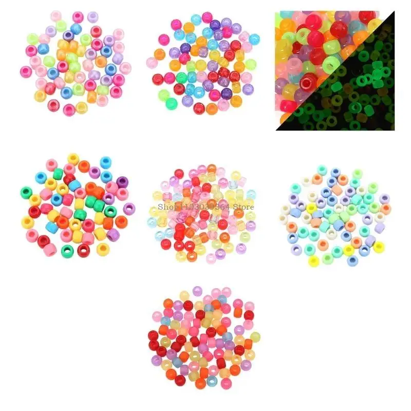 

200pcs Round Colorful Acrylic Hair Beads Glow In Dark for Kids Girls Braids and Women Fashion Hair Accessories