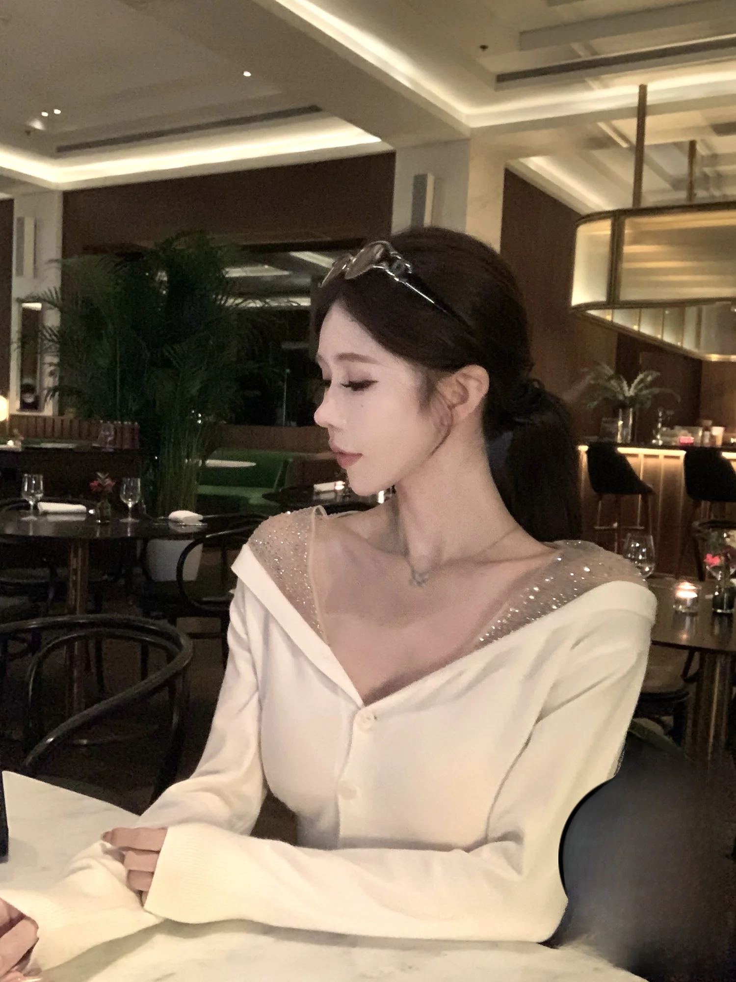 

Kubiliv Galaxy Diamond Heavy Work ort Knitted V-Ne Open Cardigan Women's Pure Desire Me Patchwork Knitwear Top