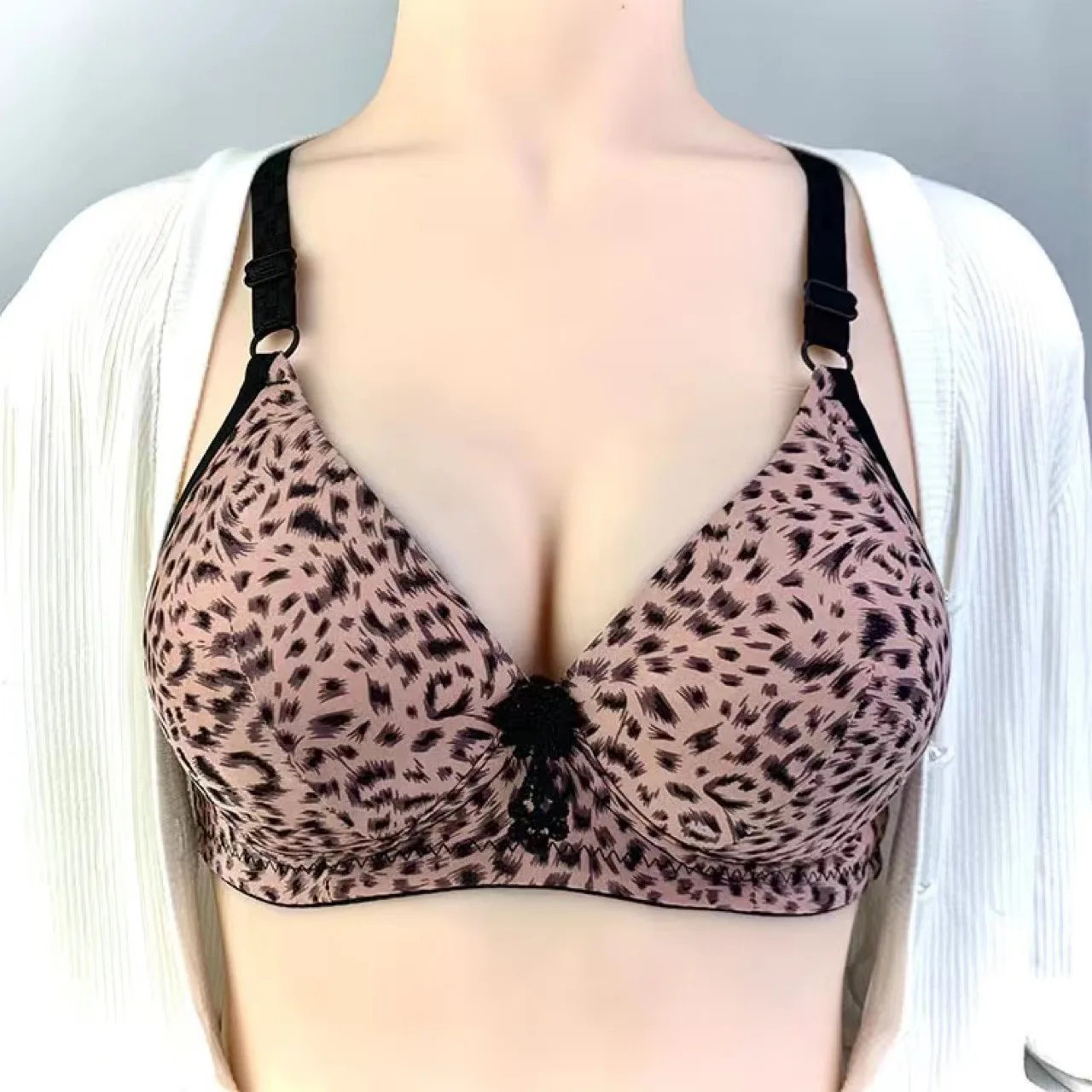 Women Leopard Wireless Bar Gathering Push Up Lingerie Casual Daily Underwear Elegant Ladies Bralette