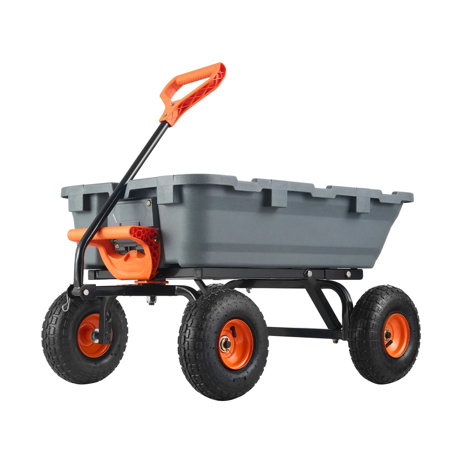 Garden Cart, Handy Wheelbarrow with 800 lbs Load Capacity, 10 inch Wheels, Durable Poly Dump Cart with Simple Assembly Steel Structure, Versatile Dump Wagon with Dual-Function Handle