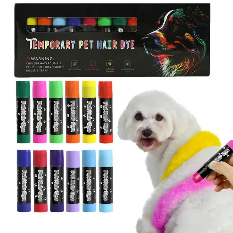 Pet Hair Dye 12 Colors Washable Pet Safe Hair Dye Dog Hair Dyeing Pets Temporary Colors Hair Beauty Hair Care Pet Grooming