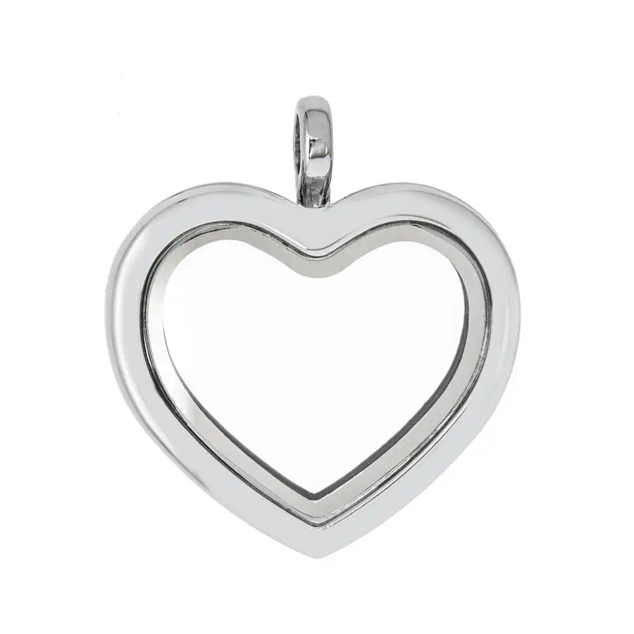 New Heart Shape Glass Living Memory Locket Floating Charms Locket Medallion Necklace Pendant For Women Jewelry Making