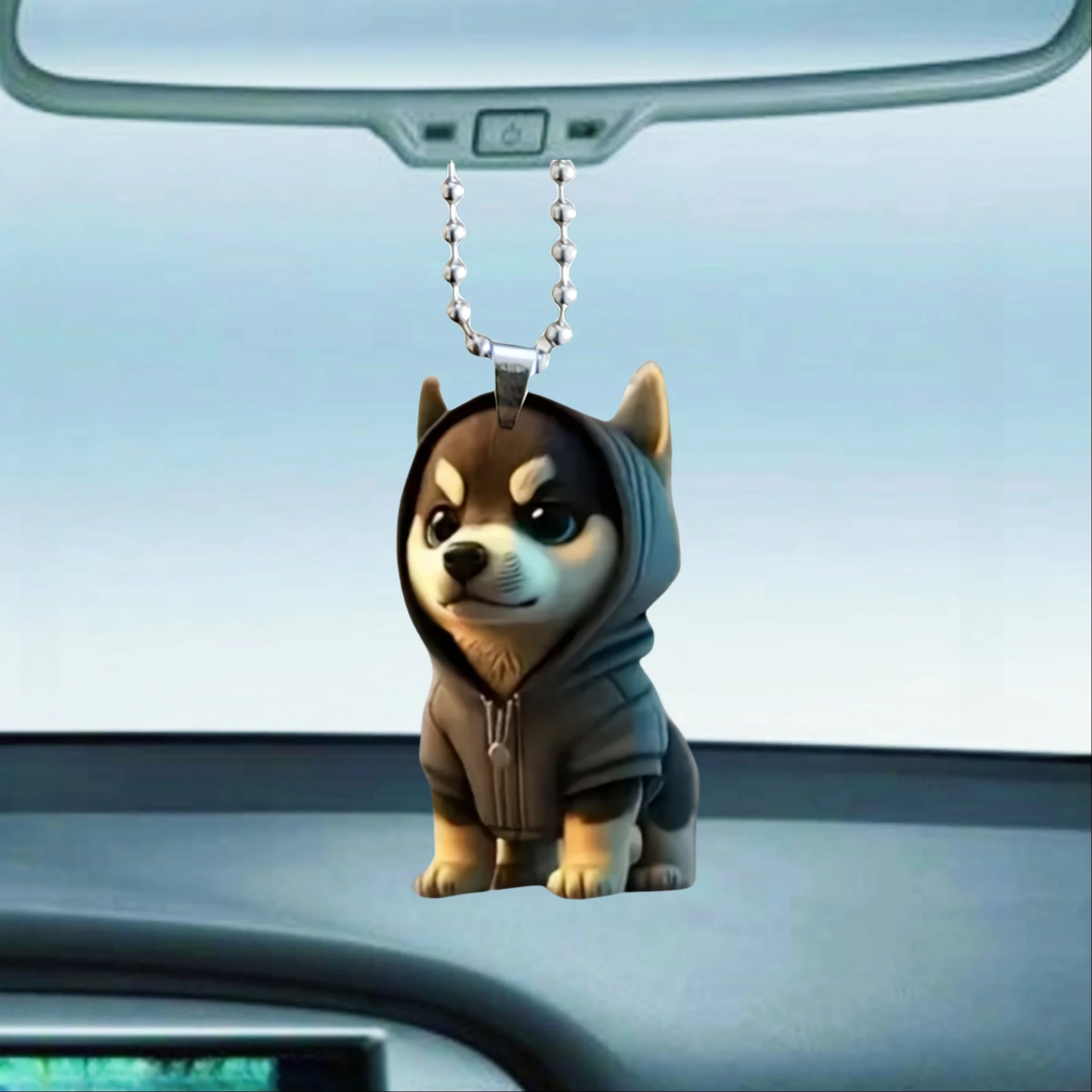 1PC Creative New 2D Acrylic new cute animal Double fire Blue Eye Husky Car decoration pendant, interior rearview mirror decorati