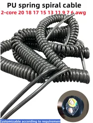 Pu Spring Cable Wire 2 Core 17 15 13 11 9 7 5awg Stretch 1 2 3 4 5 6 7 8 9 10 15meter Spiral Telescopic Wire Device Power Cable