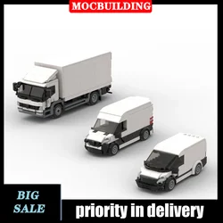 City Cargo Transport Truck Model Building Block Assembly MOC White Car Children's Collection Series Toy Gifts