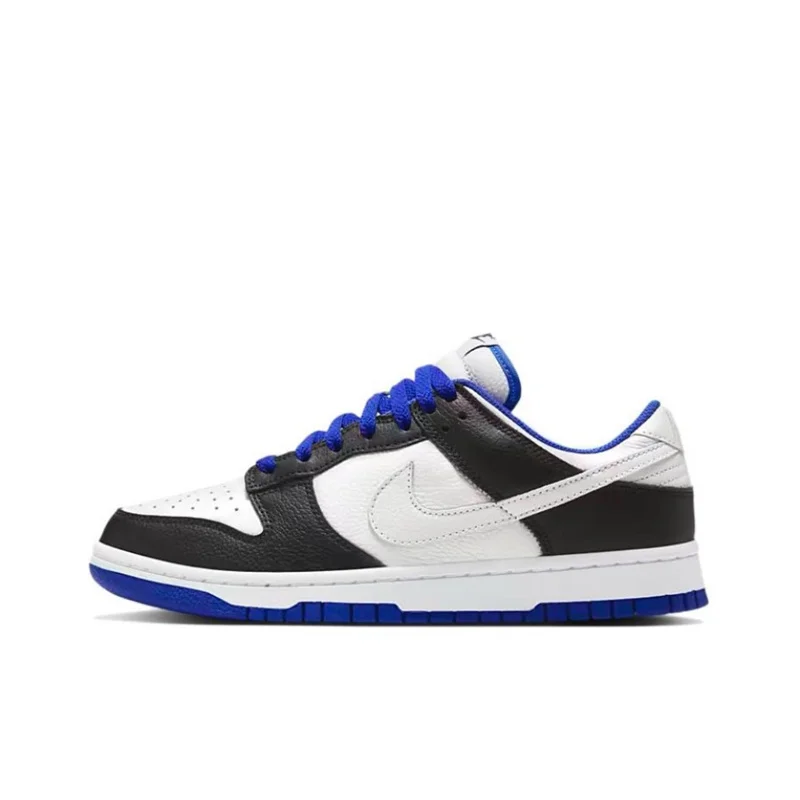 Nike Dunk Men's and Women's Leather Retro Low cut Casual Board Shoes in Black, White, and Blue