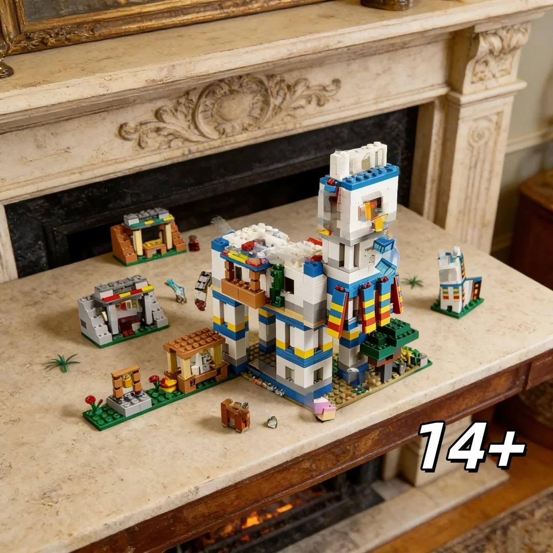 

2026 new pixel Alpaca village building blocks Cube world DIY assembly set educational puzzle desktop decoration gift