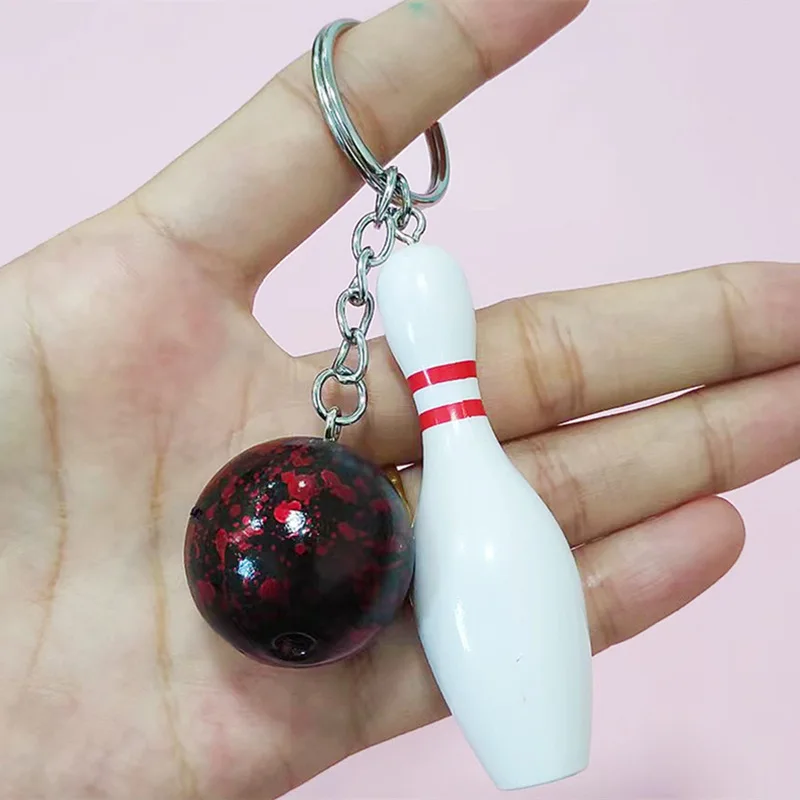 Bowling Ball Model Keychain Creativity Bag Pendent Competition Souvenirs Car Ornament Key Jewelry Accessories Gift for Friends