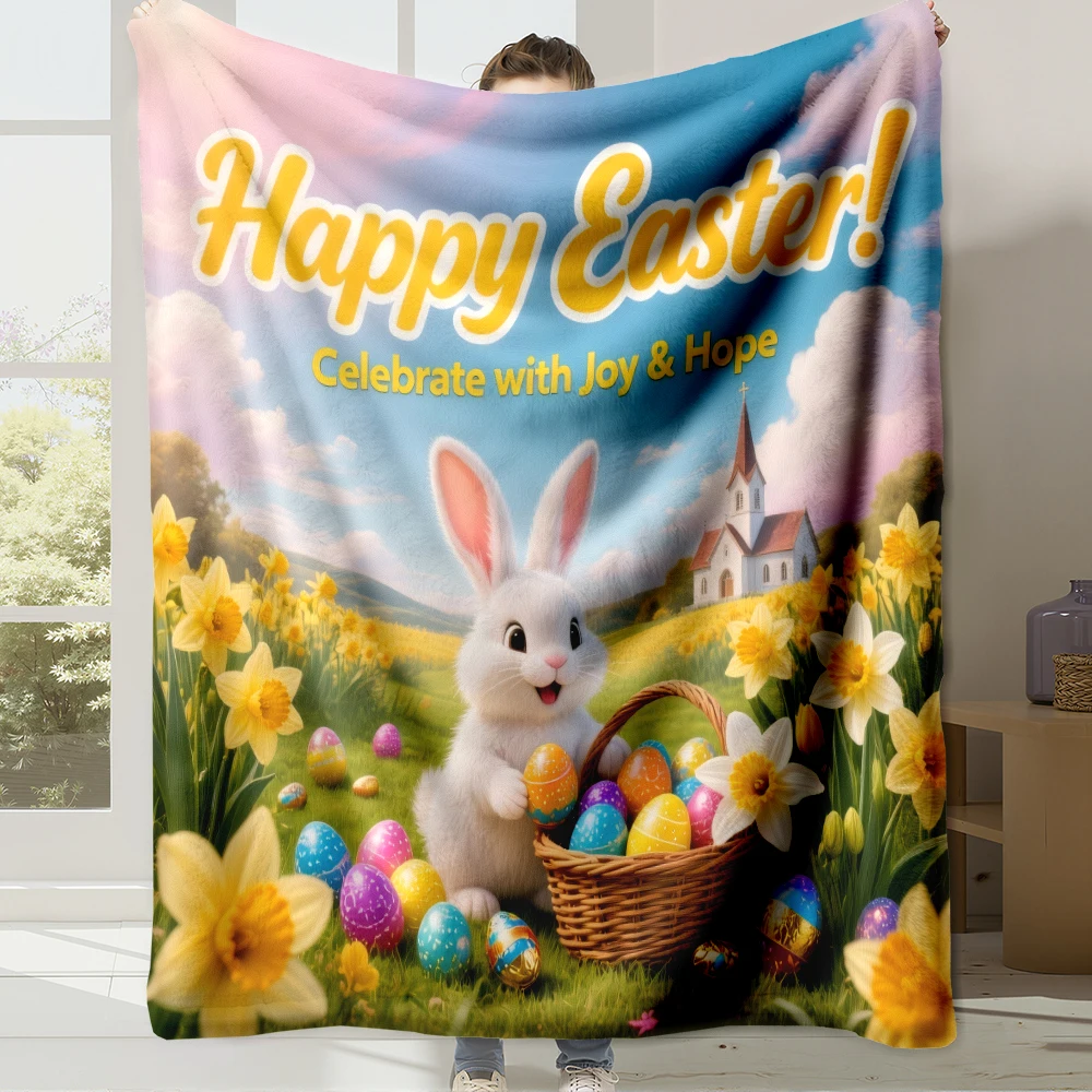 Weiche Flanell-Fleece-Osterdecke mit Digitaldruck, superwarme, gemütliche Überwurfdecke für Bett, Couch, Sofa, Heimdekoration, Geschenk (Ostern 10)