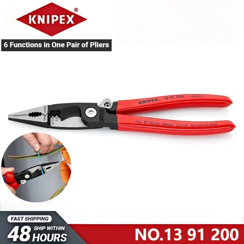 KNIPEX 13 91 200 Multifunctional Electrician Pliers With Open Spring Sharp And Smooth Jaws  Exquisite Workmanship