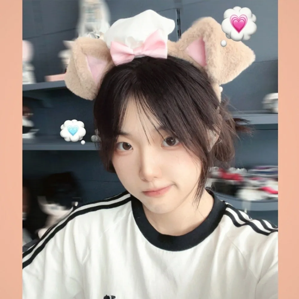 Nieuwe Lolita Hond Oor Hoofdband Pluizige Chef Cap Haarband Kant Boog Cosplay Hoofd Hoepel Cosplay Prestaties