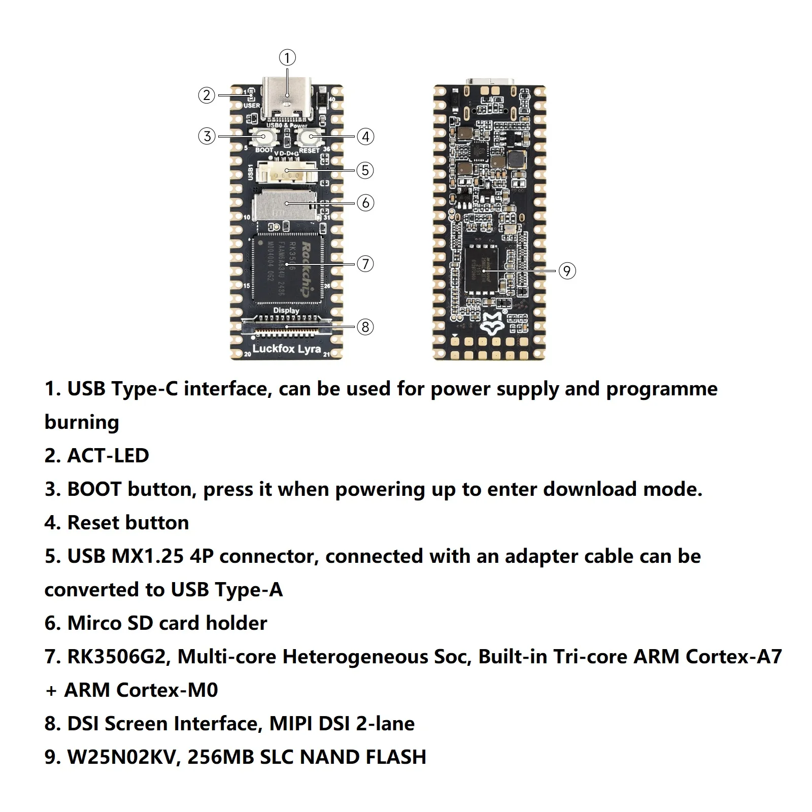 RK3506G2 Micro Linux Development Board 3-core Arm Cortex-A7