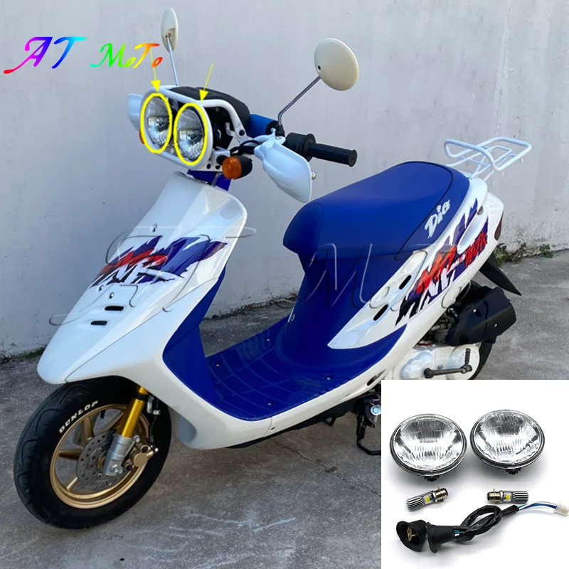 Para Honda ZOOMER BAJA DIO50 AF28 AF58 ZOOMER faros de motocicleta modificados y conjunto de faros LED duales