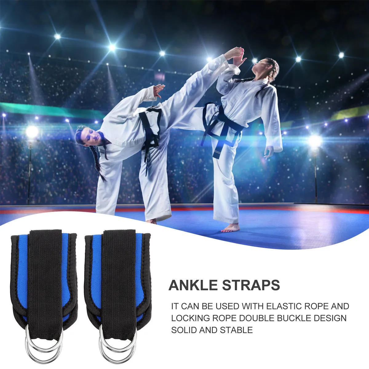 1Pair Professional Ankle Strap for Leg Workouts Fitness Padded Double Ring Design with Resistance Band Cable Machine Compatible