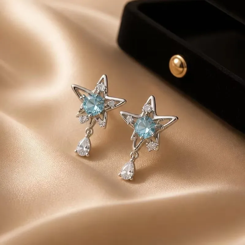 GANPUP Elegante Stern-Tropfen-Zirkonia-Ohrstecker für Damen, Modischer Schmuck, Neues Geschenk für Party und Urlaub, Damenohrringe – Detail 3