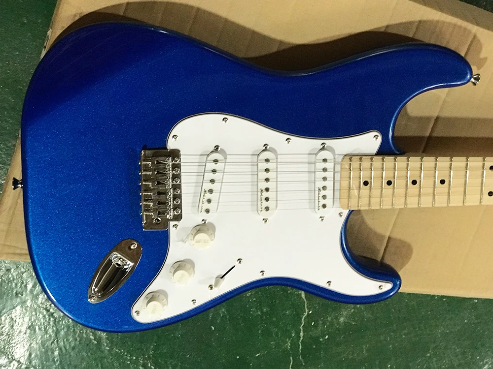 Navy Blue 6 Strings Electric Guitar with Reverse Headstock,Maple Fretboard,SSS Pickups,Can be Customized