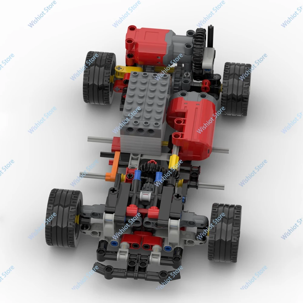 Moc blocos de construção de tração traseira, chassi de carro esportivo, motor l, servo motor, aplicativo de controle remoto, compatível com legoeds