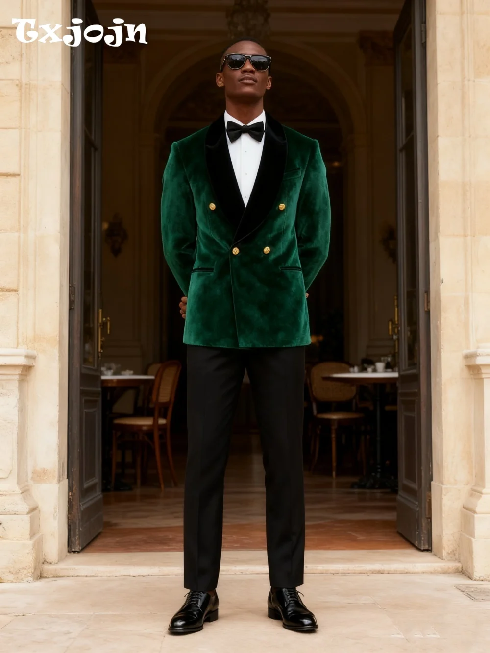 

Trendy Velvet Men's Suit Set For Wedding Graduation Business 2026 2PCS Classic Forest Green Suit Customized Trajes Para Hombre