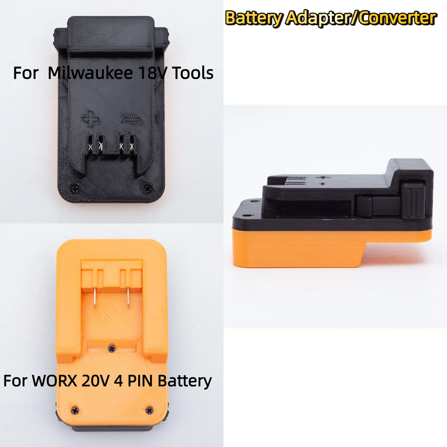 Adapter/Converter for WORX 20V 4 PIN WA3551.1 Li-ion Battery TO Milwaukee 18V Cordless Power Tools Accessory(Only Adapter)