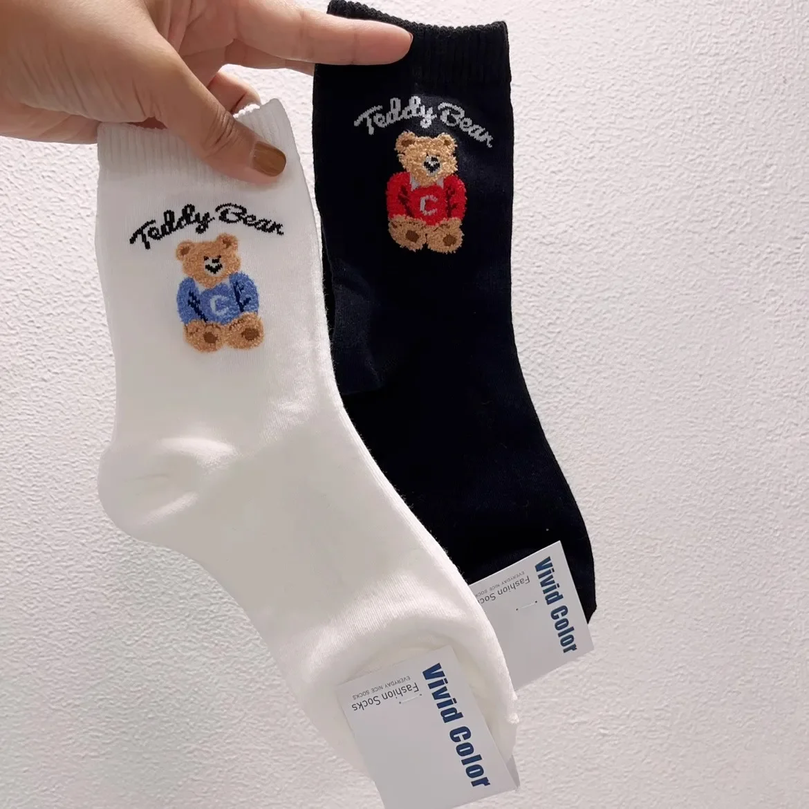 Good Quality Cartoon Elegant Lady Bear Women\'s  Cute Socks Cotton Harajuku Style Woman Novelty Breathable Sox Christmas Gifts