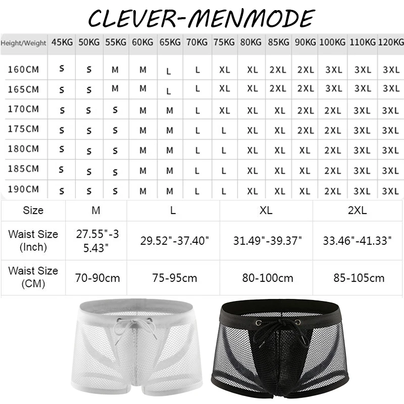 Men\'s Sexy Mesh See-Through Transparent Boxer Shorts Hip-Baring Thong G-String Large Pouches Jockstrap Penis Pouch Lingerie