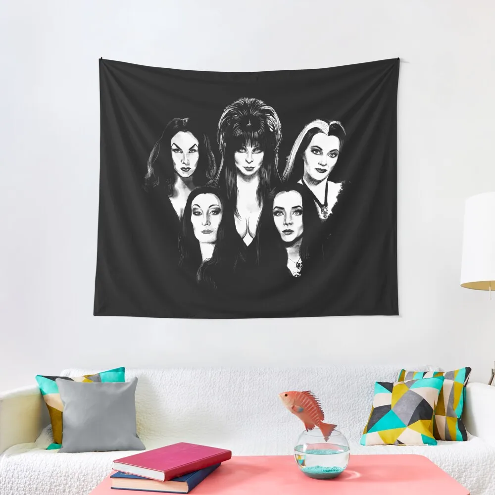 Goth Queens - Elvira, Vampira, Lily, Morticia Tapestry Room Ornaments Wall Tapestries Tapestry