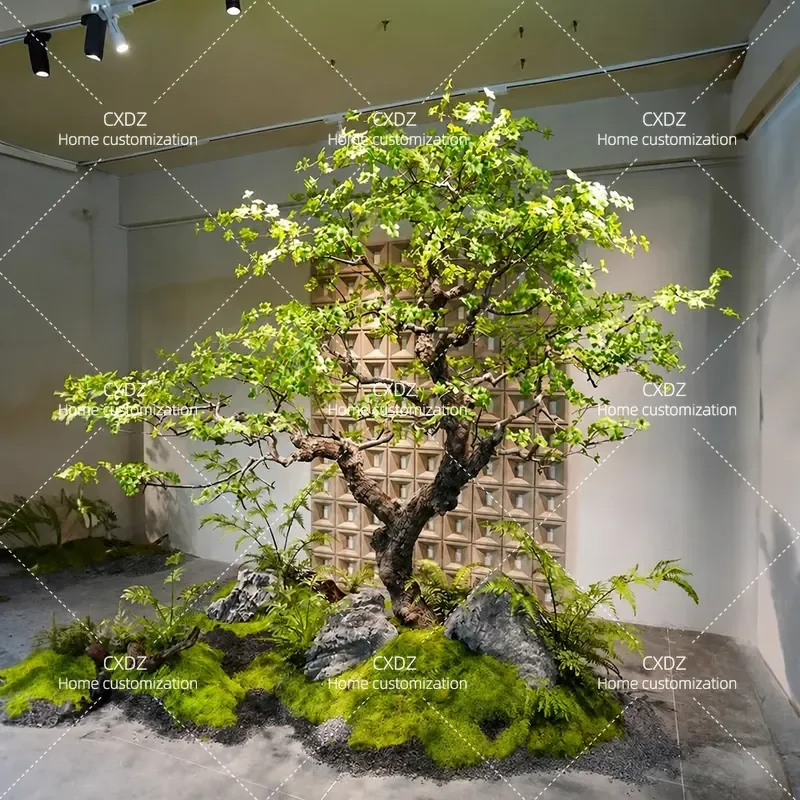 Simulation bell tree indoor and outdoor tea room window decoration fake tree horse drunk wood landscaping fake green plant