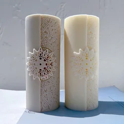 Floral mandala Candle Molds Pillar Silicone Mould Mehndi Wedding Decor Soy Wax Mold