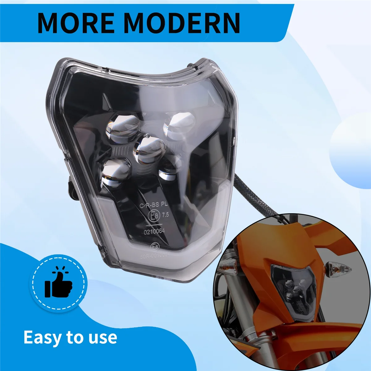 

Dirt Bike LED Headlight for Enduro Motorcycle Pit Bike ATV TC FE TE EXC XCW SXF SX 125 250 300 350 450 500 530