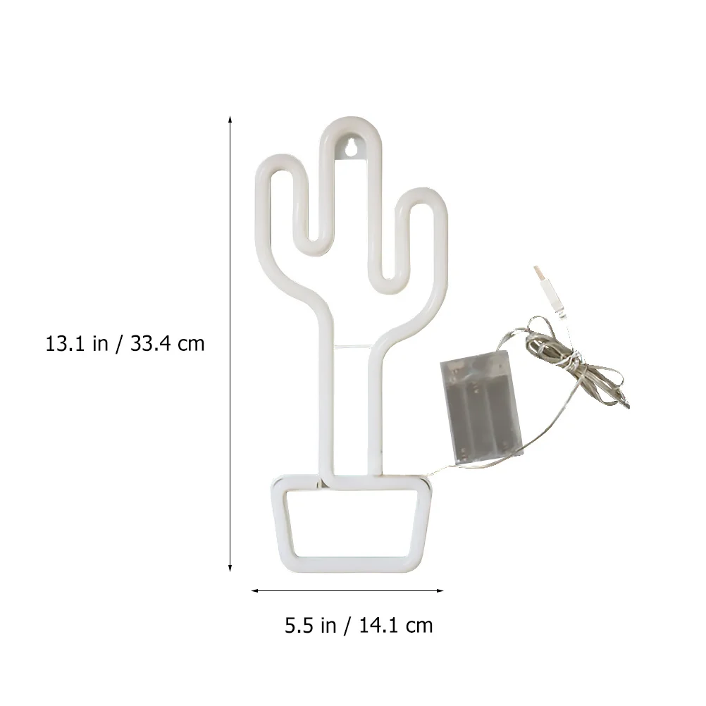 

1Pcs Cactus Neon Lamp LED Decorative Night Light Bedroom Bedside Table Lamp Energy Saving USB Rechargeable LED Modeling Light