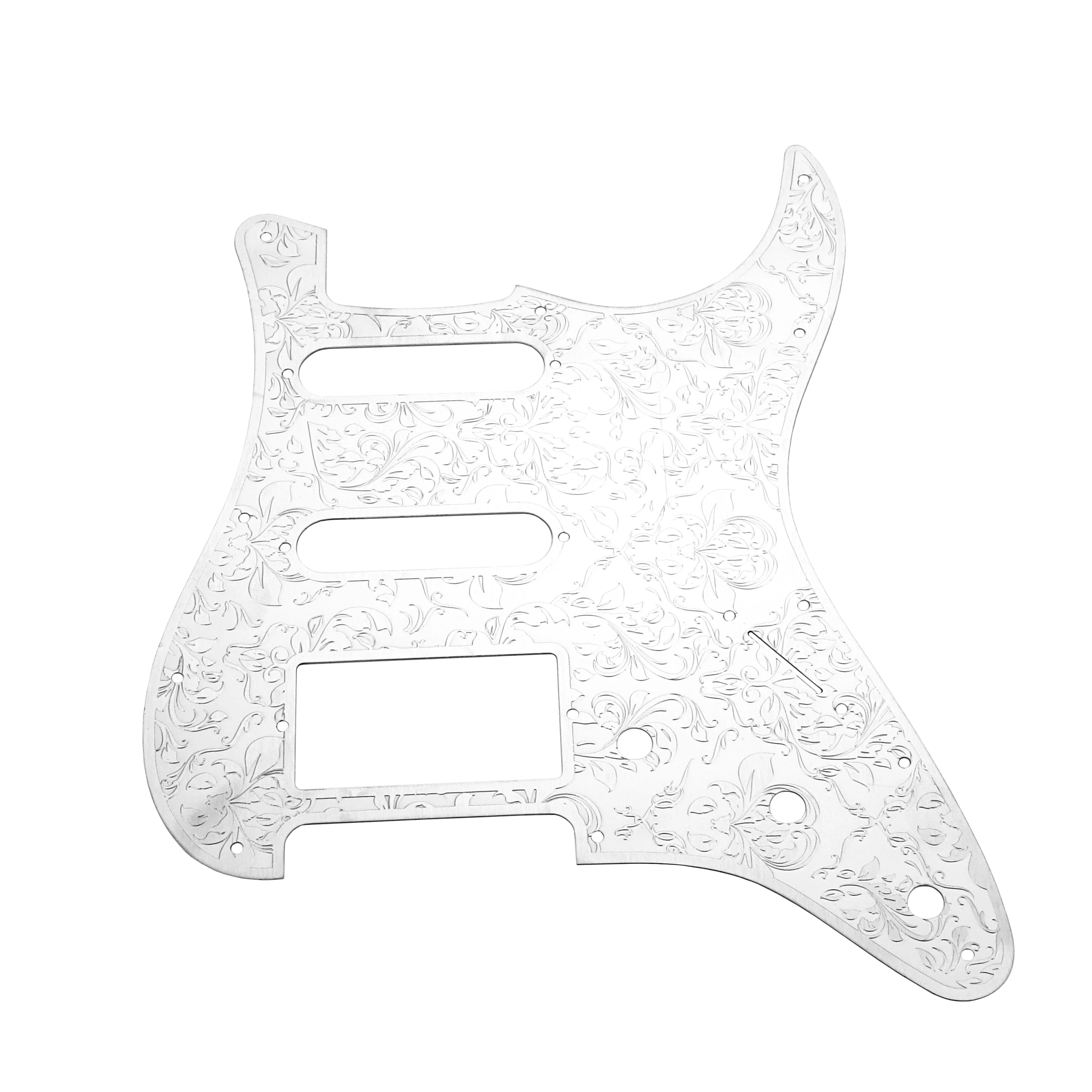 جيتار منقوش باللون الفضي - درع معدني بتكوين SSH للقيثارات على طراز ستراتوكاستر، تصميم مثبت مسطح #6
