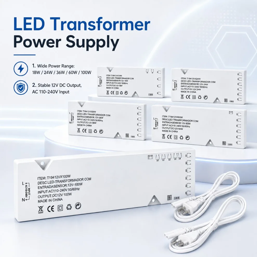 Power Adapter 18W-100W 12V EU/US Plug 6/10 Dupont Port Cabinet Light Strip TV Backlight Counter Bookcase LED Lighting Drive