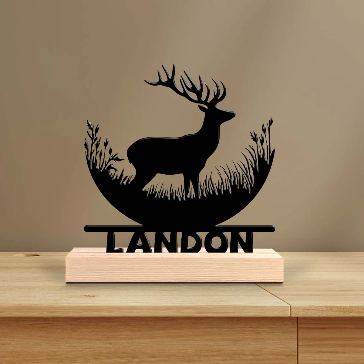 1pc Desktop Metal Ornaments Customizable Content Equipped with A Wooden Base Perfect for Home or Office Decoration