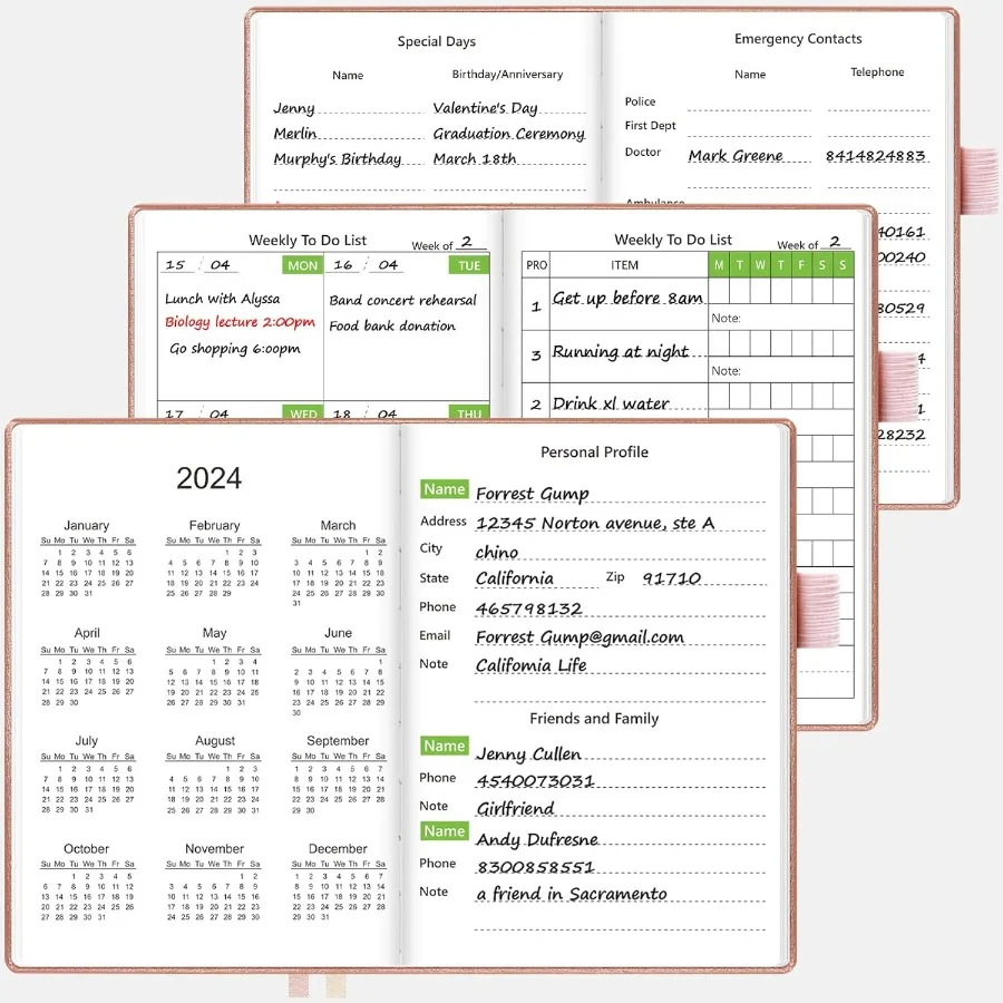 Wochenplaner mit Kalender 160 es Gewohnheiten Trar Jourl Organizers4,3"x5,8" tragbare Notizbücher