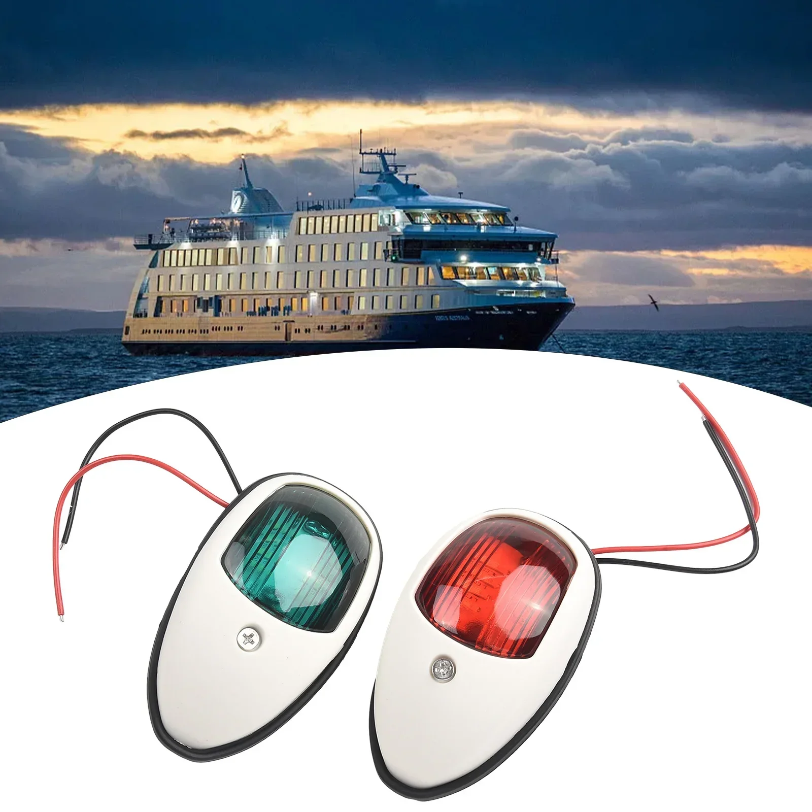 

2 PCS Yacht Navigation Light Waterproof LED Marine Sounding Light Navigation Light Red Green Signal Light 10V-30V