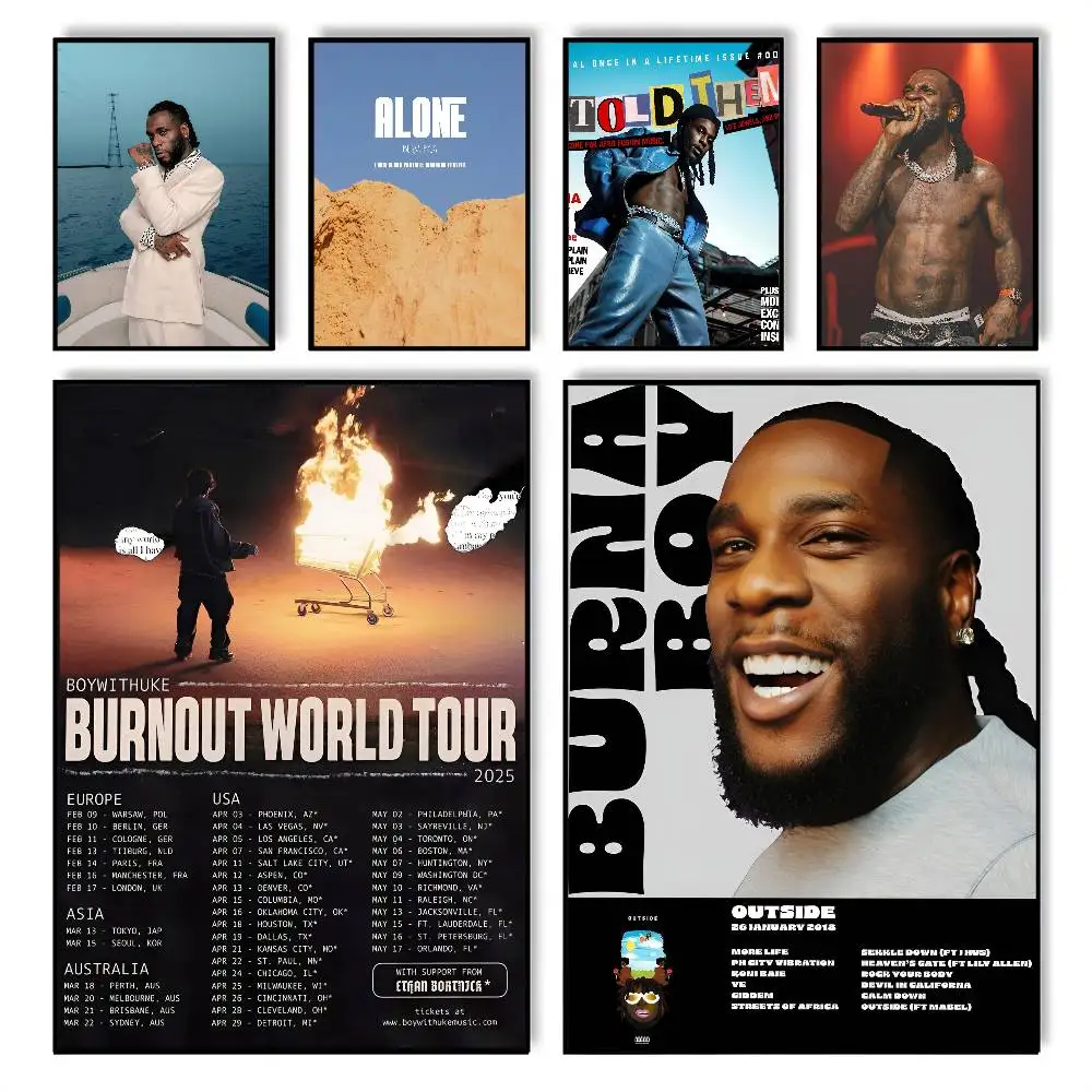 B-Burna Boy alone album Poster sticky wall waterproof home living room bedroom bar aesthetic decoration