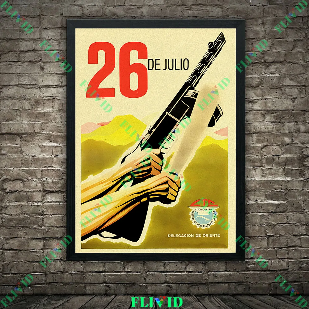 Retro Latin America Revolutionary Propaganda Canvas Painting,Vintage Cuba Revolution Poster Print,Retro Propaganda Wall Decor