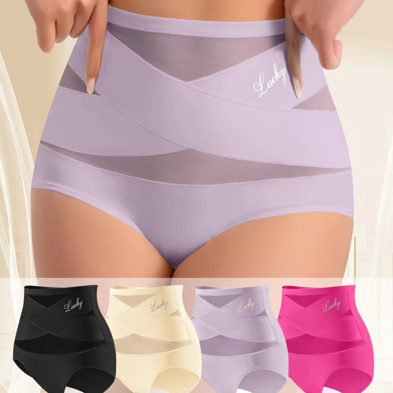 

Утягивающие трусы с высокой талией для женщин больших размеров, компрессионное белье для коррекции живота, бесшовные трусики с перекрестной спинкой