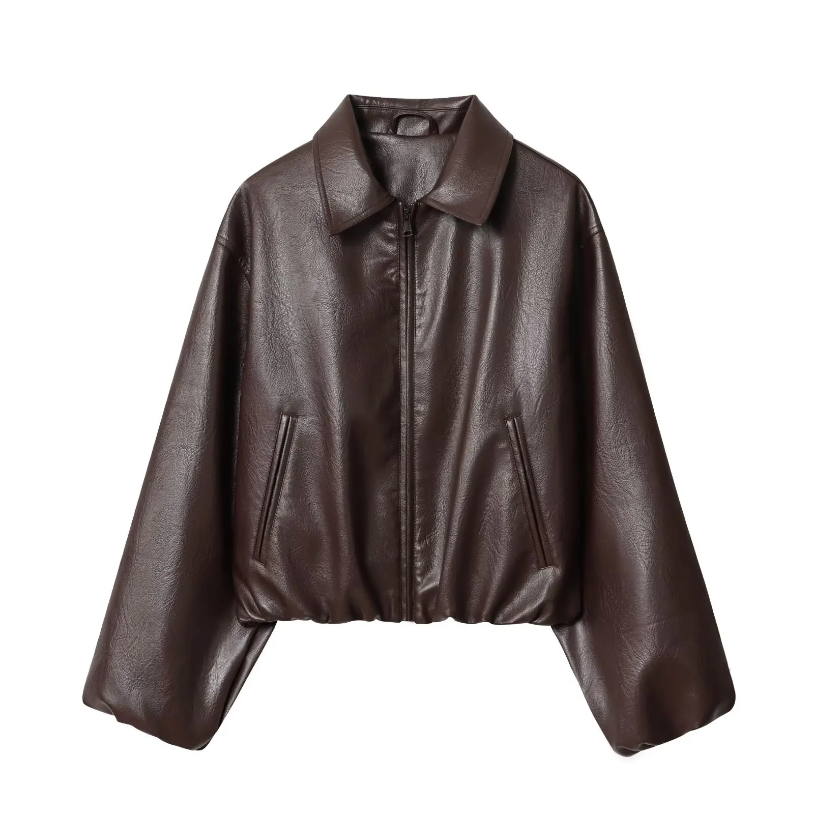 BSAY moda versátil cremallera cuello manga larga suelta mujer otoño nueva colección 2025 chaqueta de piloto abrigo