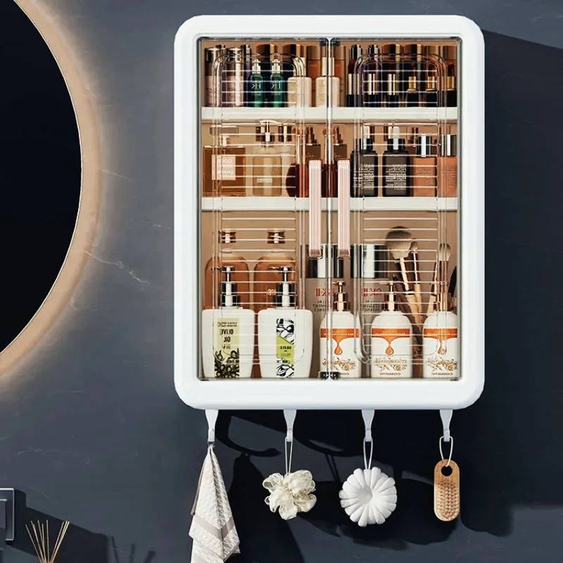 

Wall Mounted Bathroom Storage Box Kitchen Organizer Waterproof Large Capacity Makeup Holder Multipurpose Storage
