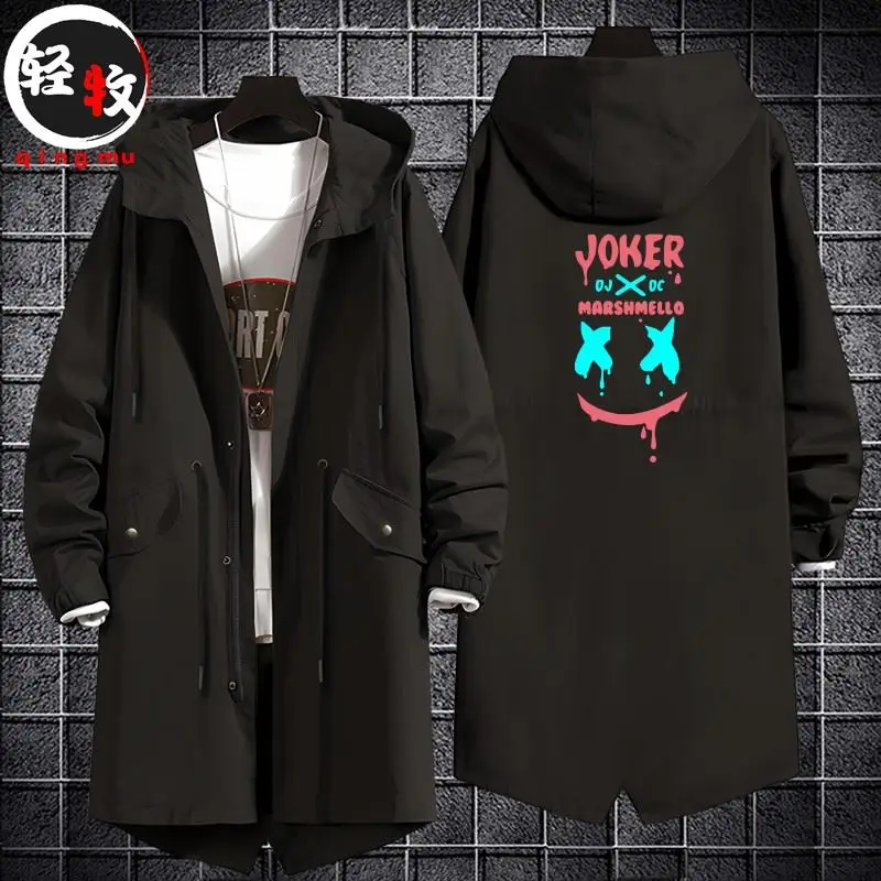 

Marmello Collaborated Men's Long Coat Jaet with Hood Unclipsable Hood Stand Fit Polyester Fiber Autumn Season Faion