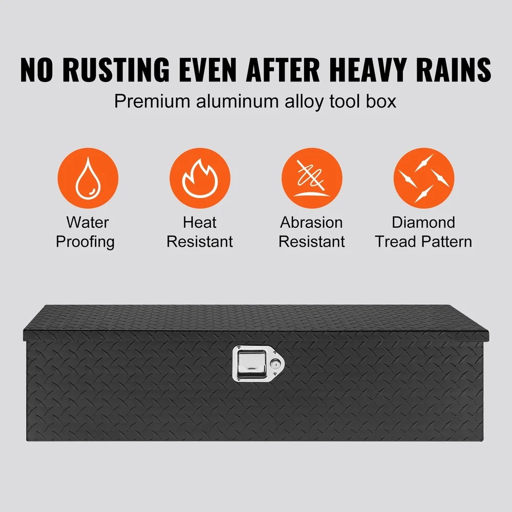 Robuuste aluminium gereedschapskist, waterdichte, afsluitbare opslag, vrachtwagenbed, campers, aanhangwagens met verbrede handgrepen en ruim ontwerp