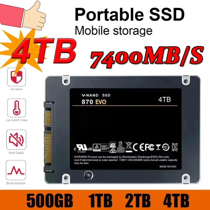 

4TB Solid State Disk SSD 870 EVO 1TB 2TB Internal HDD Hard Drive Sata3 2.5 Inch For Laptop Microcomputer Desktop