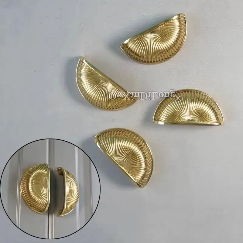 

Stunning 4PCS Solid Pure Brass Hidden Furniture Pulls Handles Drawer Pulls Embedded Cupboard Wardware Closet TV Cabinet Knobs