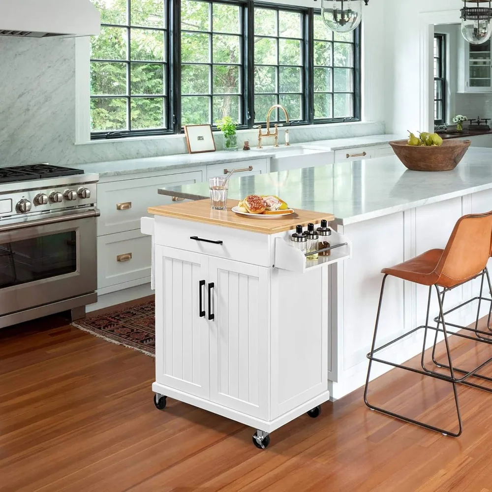 Kitchen Cart with Bamboo Tabletop, 34.5