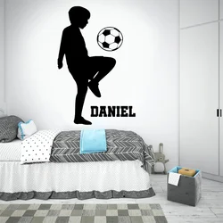 Personalized Soccer Player Silhouette Sticker, Football Boys Name, Vinyl Home Decor, Wall Decals, Child Room, Sport, Mural, G012