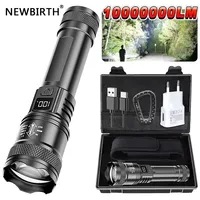 Rechargeable LED Flashlight Zoomable Torch with LCD Display 3 Modes Waterproof High Power Hand Light Outdoor Wilderness Camping