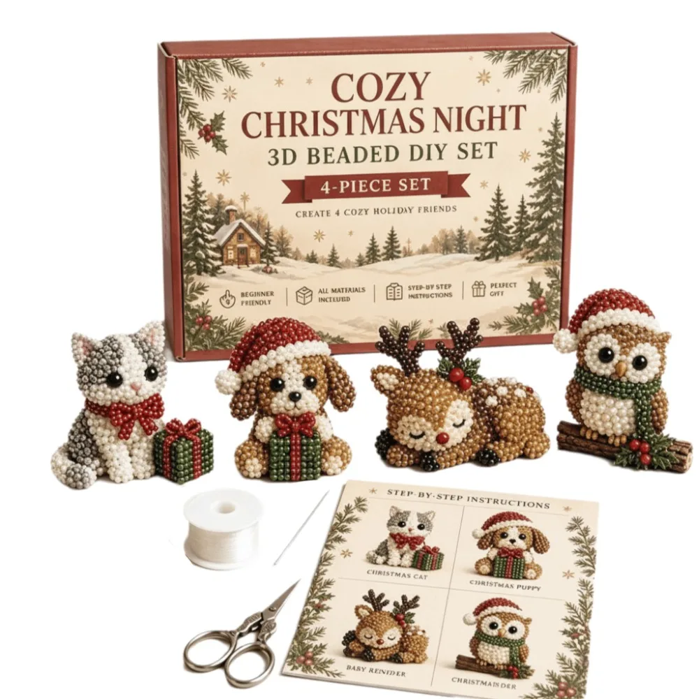Tiny Beads 3D Beaded Animal Kit Animal Shape Creative Craft Bead Weaving Kit Cute Design Handmade Bead Art Kit For Adults & Kids