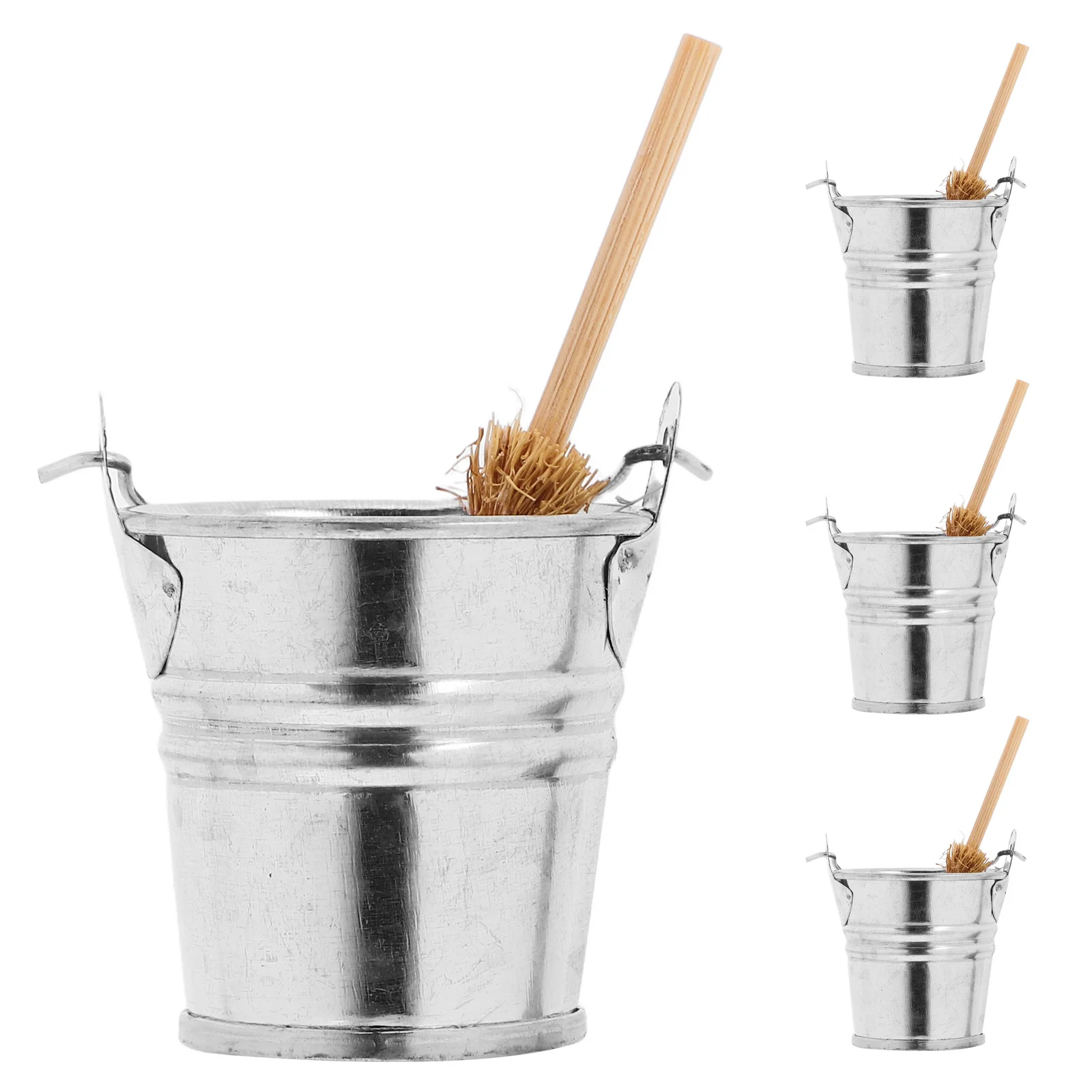 

Home Scene Decorations Dollhouse Cleaning Accessories Mop Broom Basin Bucket Model Mops